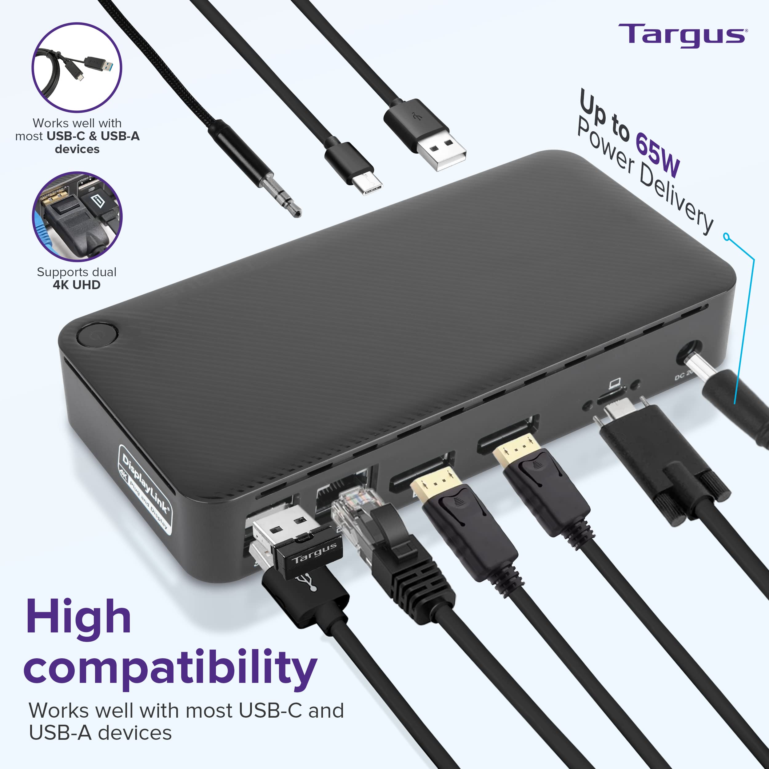 targus-dual-monitor-universal-usb-c-dv4k-dp-docking-station-with-65w-power-dock3 image 2