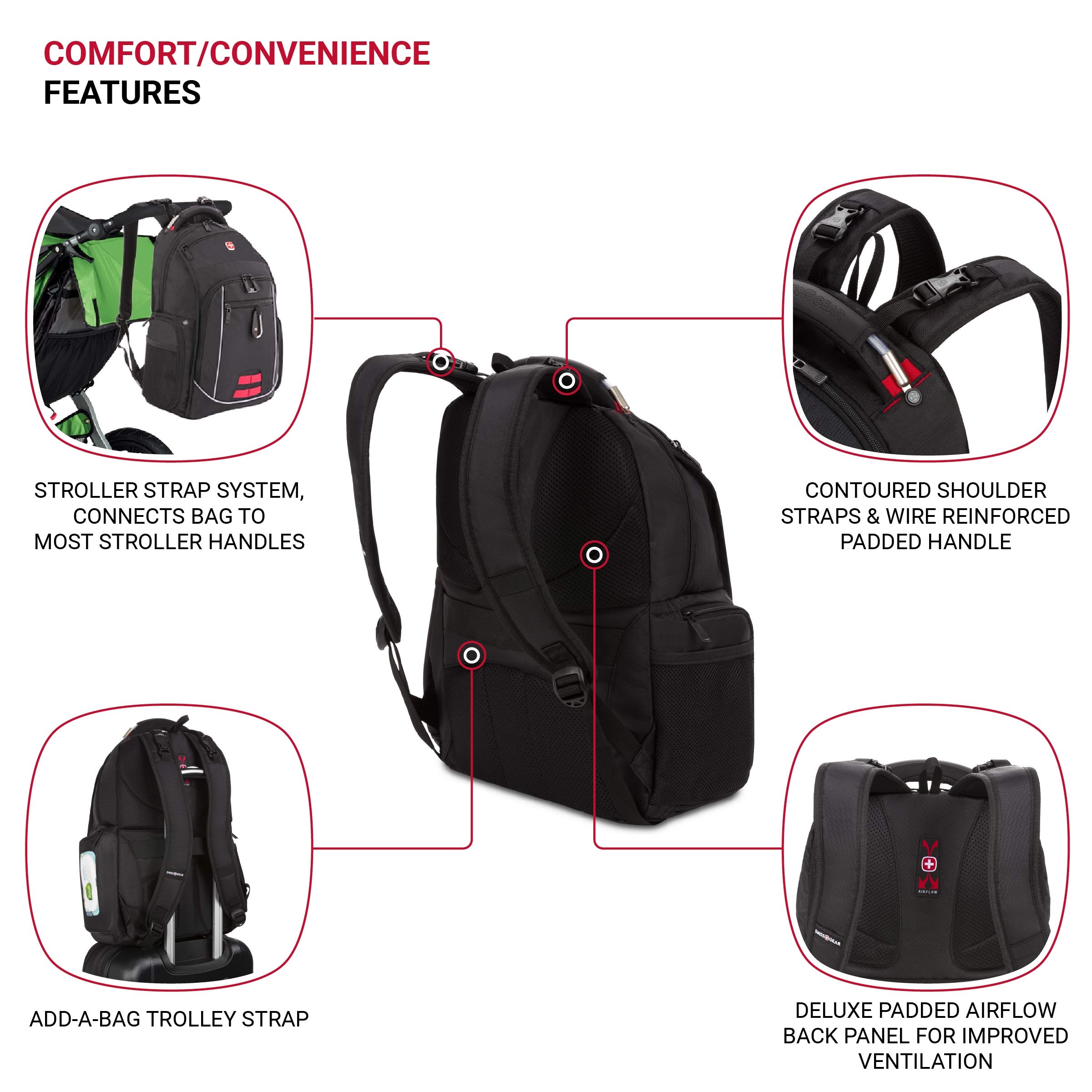 swissgear-2727-diaper-bag-backpack-multifunction-travel-backpack-black image 2