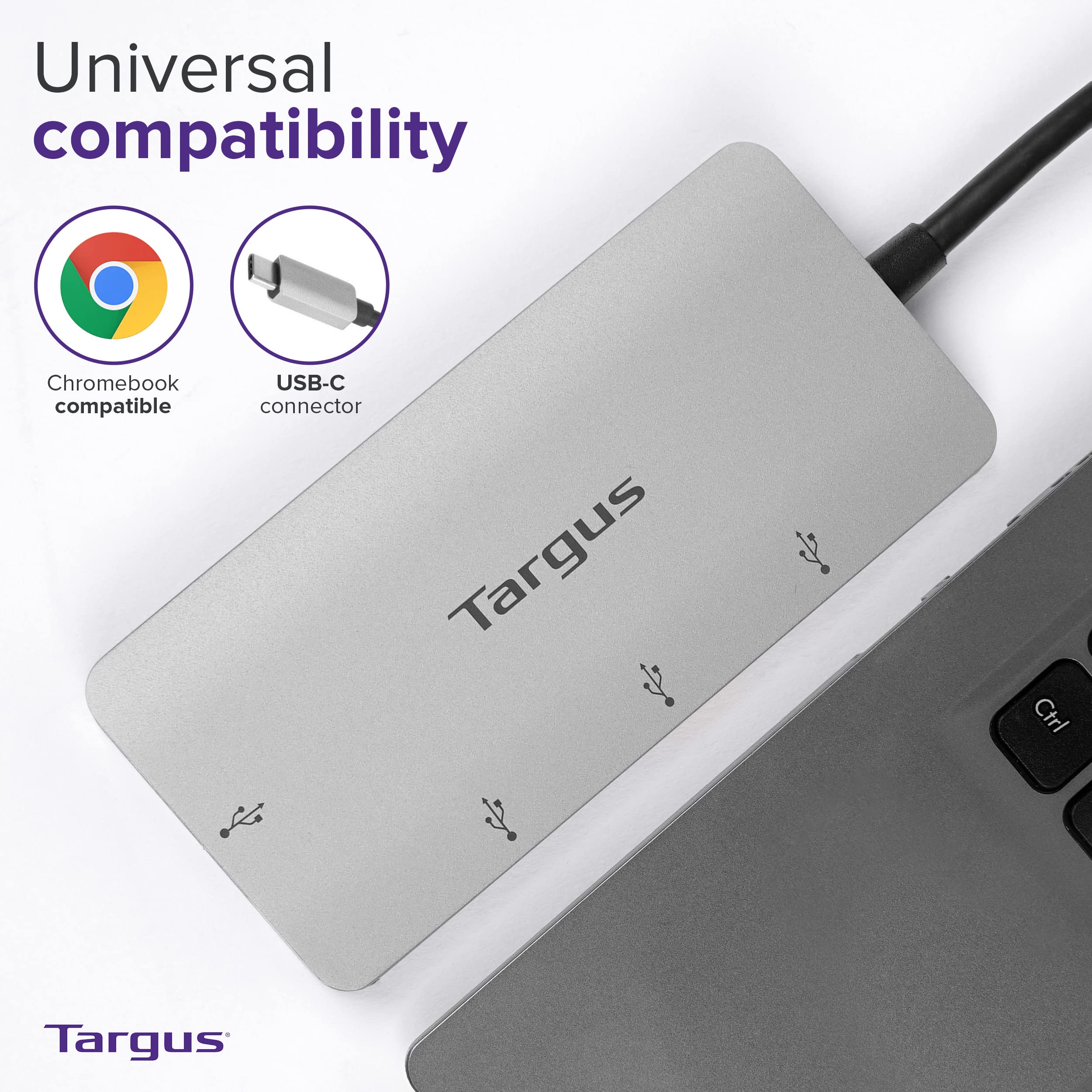 targus-ach226eu-usb-c-to-4-port-usb-a-hub-gray image 3