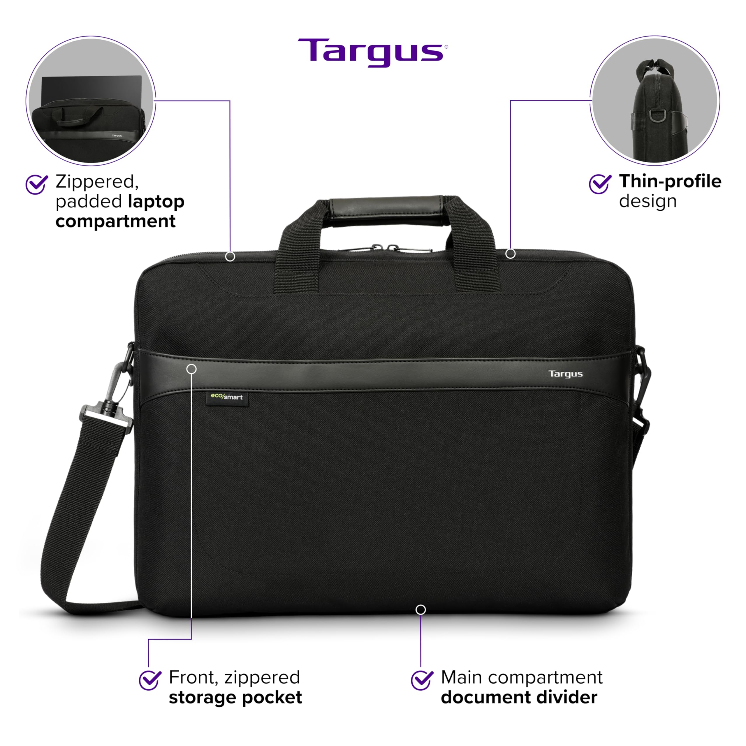 targus-15-16-geolite-ecosmart-slim-brief-laptop-bag-sustainable-water-resistant image 3