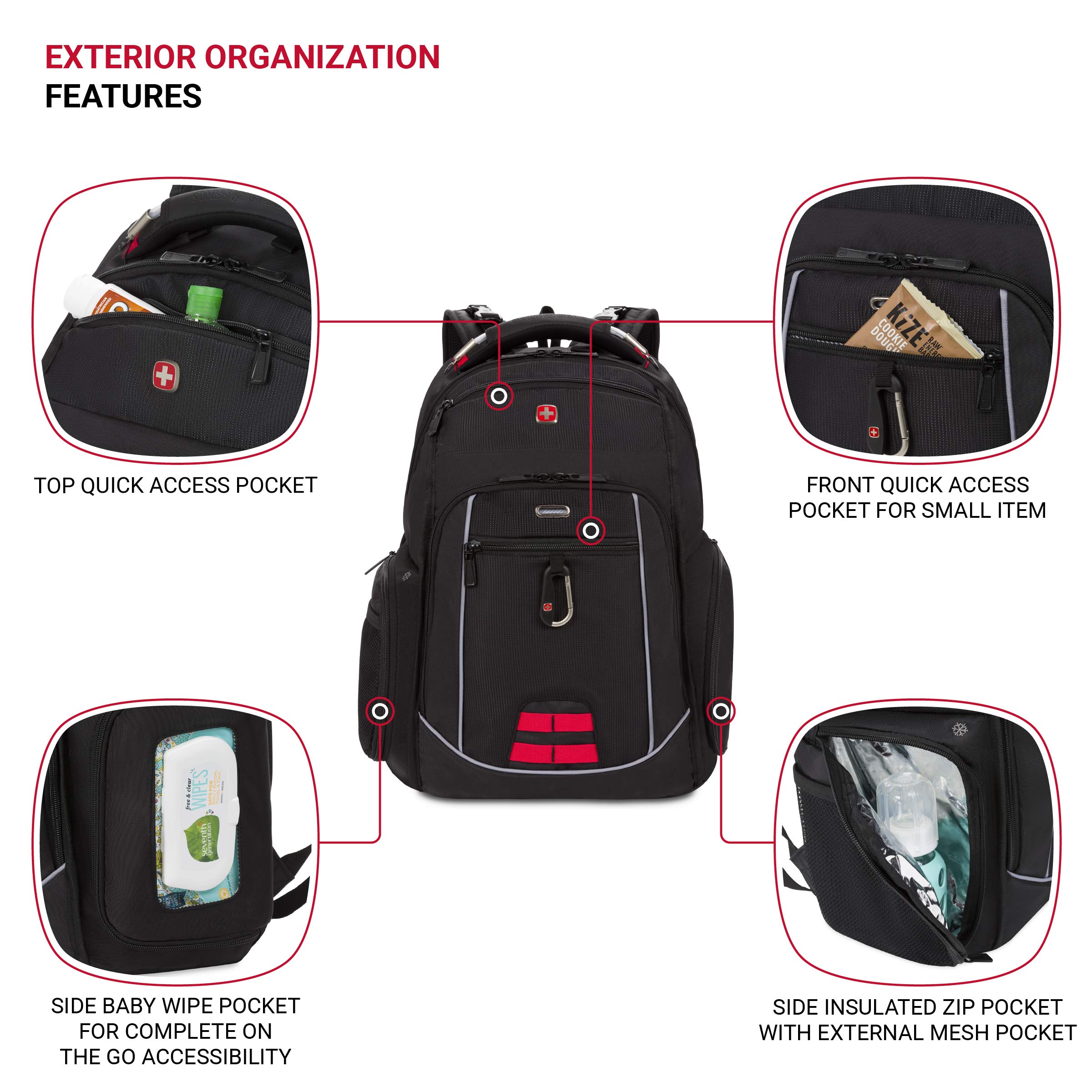 swissgear-2727-diaper-bag-backpack-multifunction-travel-backpack-black image 3