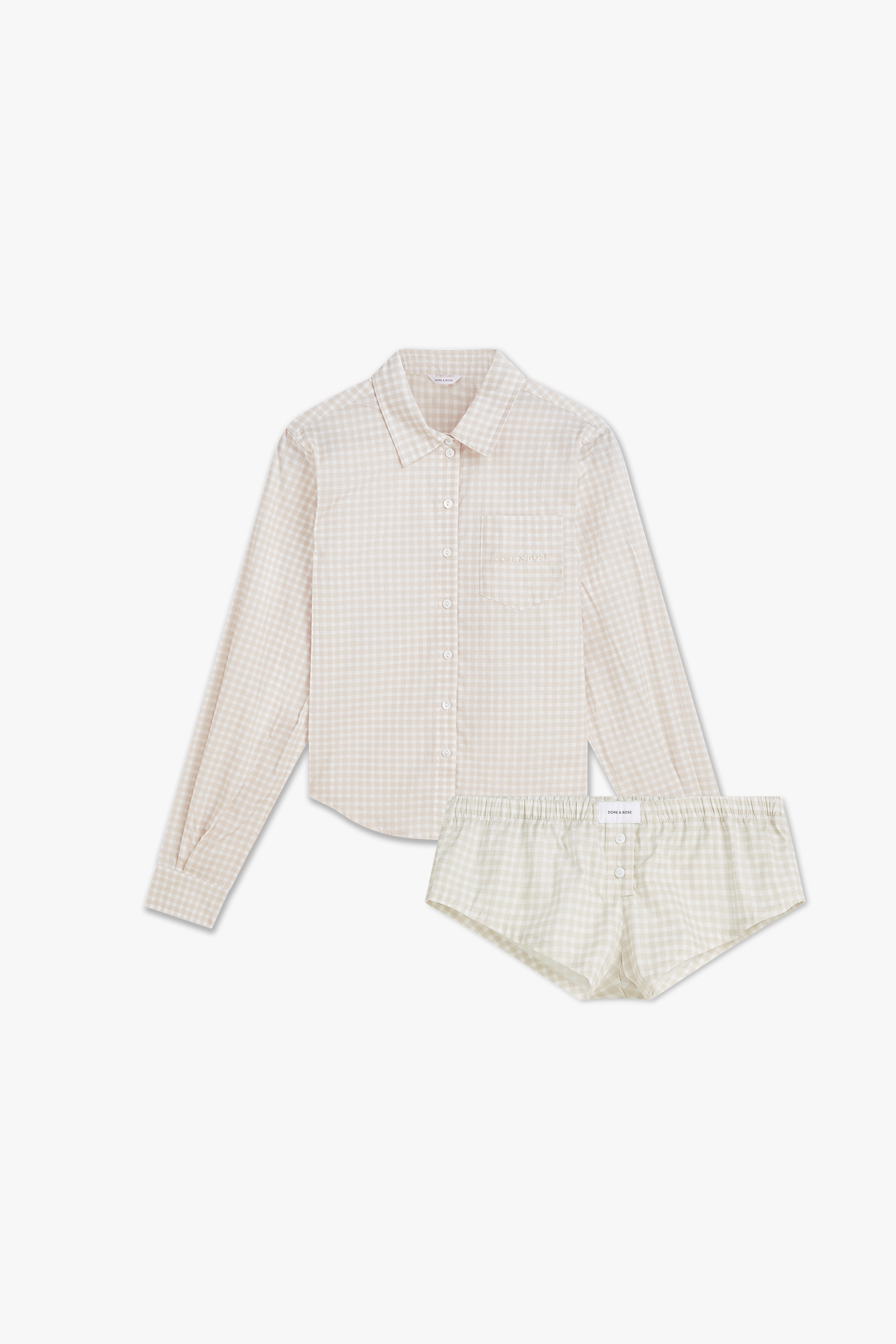 dore-rose-cheeky-short-set-soft-cotton-pajama-set-with-plaid-option-n-48-noisett image 7