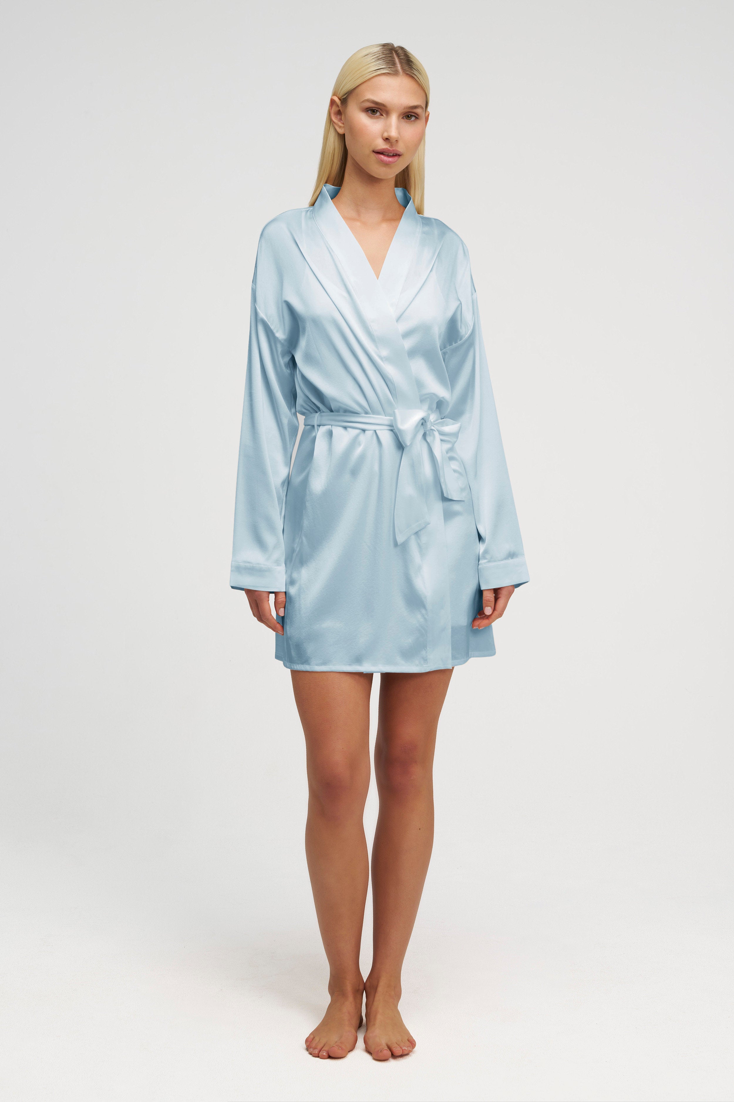 dore-rose-short-silk-gown-lightweight-100-silk-robe-with-self-tie-waist image 1