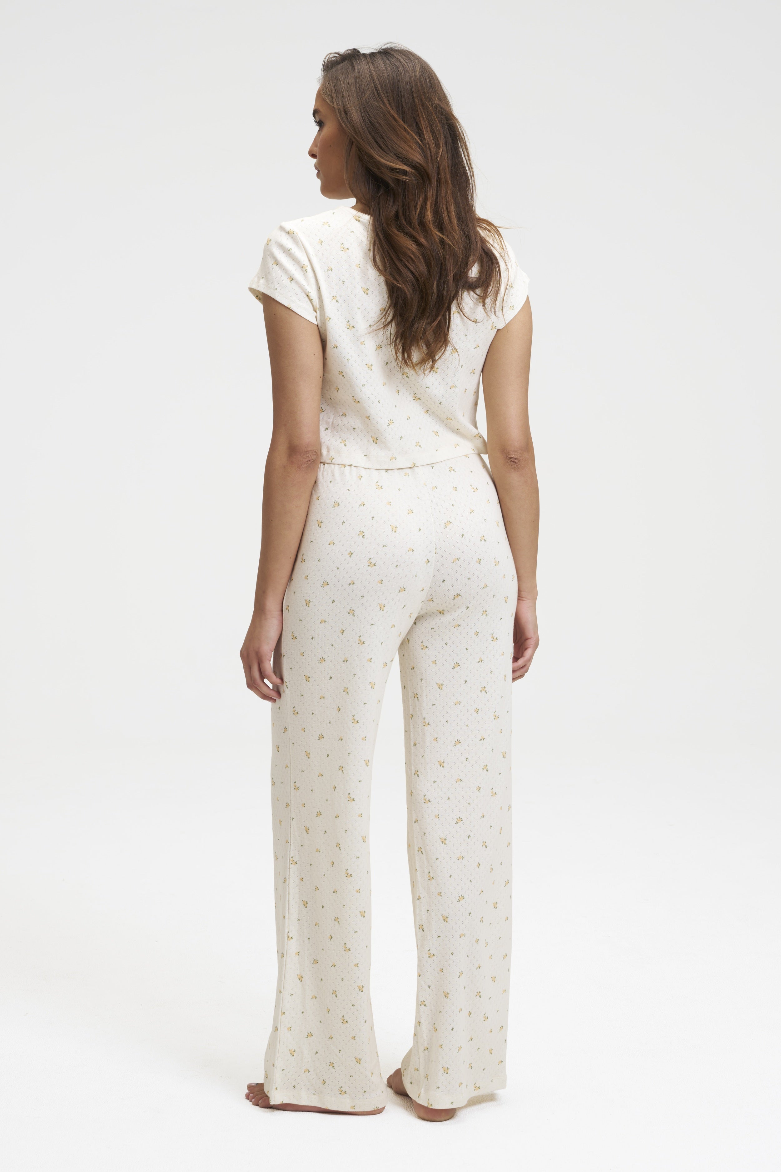 dore-rose-pointelle-baby-tee-and-pants-set-breathable-sleepwear-with-satin-bows image 2