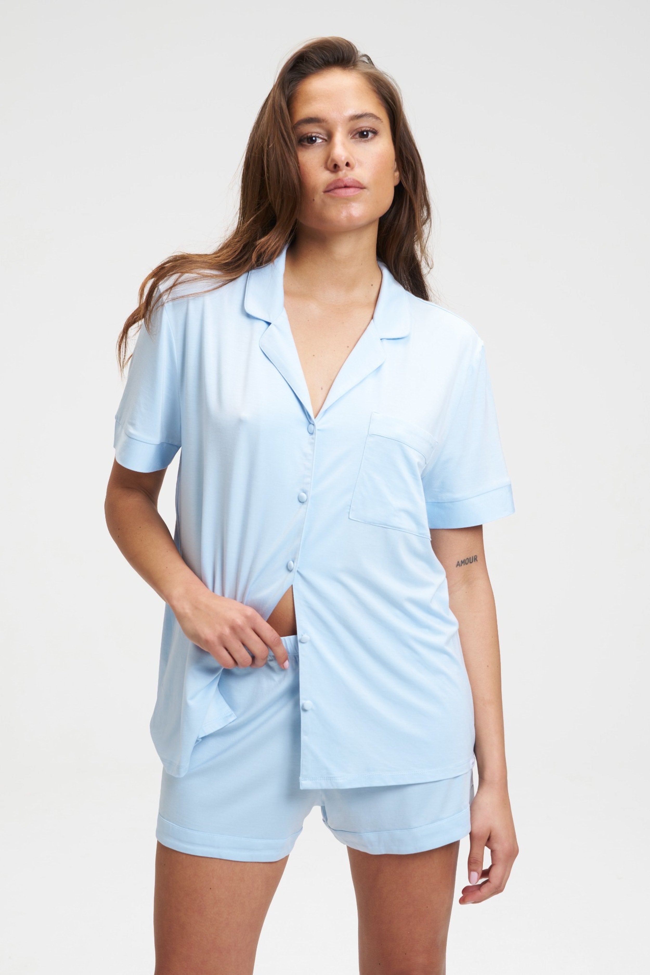 dore-rose-short-tencel-pj-set-light-blue-luxury-sleepwear-gift image 2