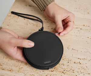 away-the-circle-zip-pouch-in-jet-black-compact-round-pouch-for-essentials image 2