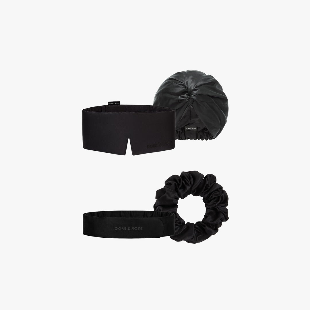 dore-rose-silk-hair-care-bundle-deep-sleep-mask-bonnet-scrunchie-headband image 1