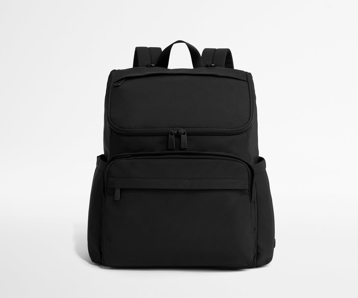away-featherlight-diaper-backpack-in-jet-black-lightweight-functional-diaper-bag image 1