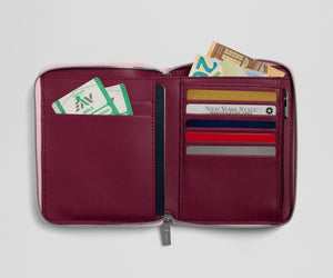 away-travel-wallet-in-glacial-pink-recycled-leather-passport-card-holder image 2