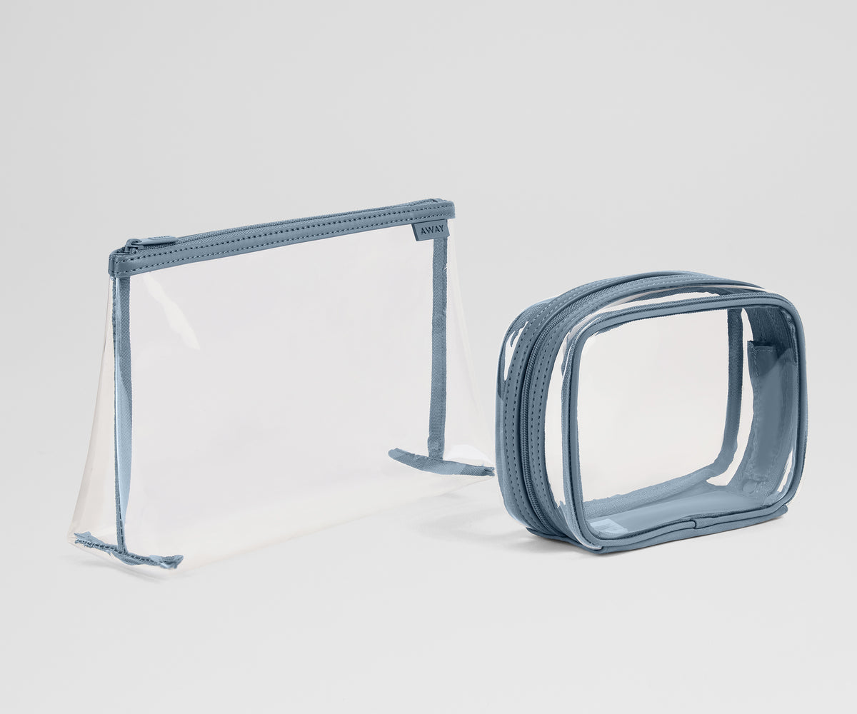 away-clear-pouch-set-in-coast-blue-tsa-friendly-travel-organizer image 1