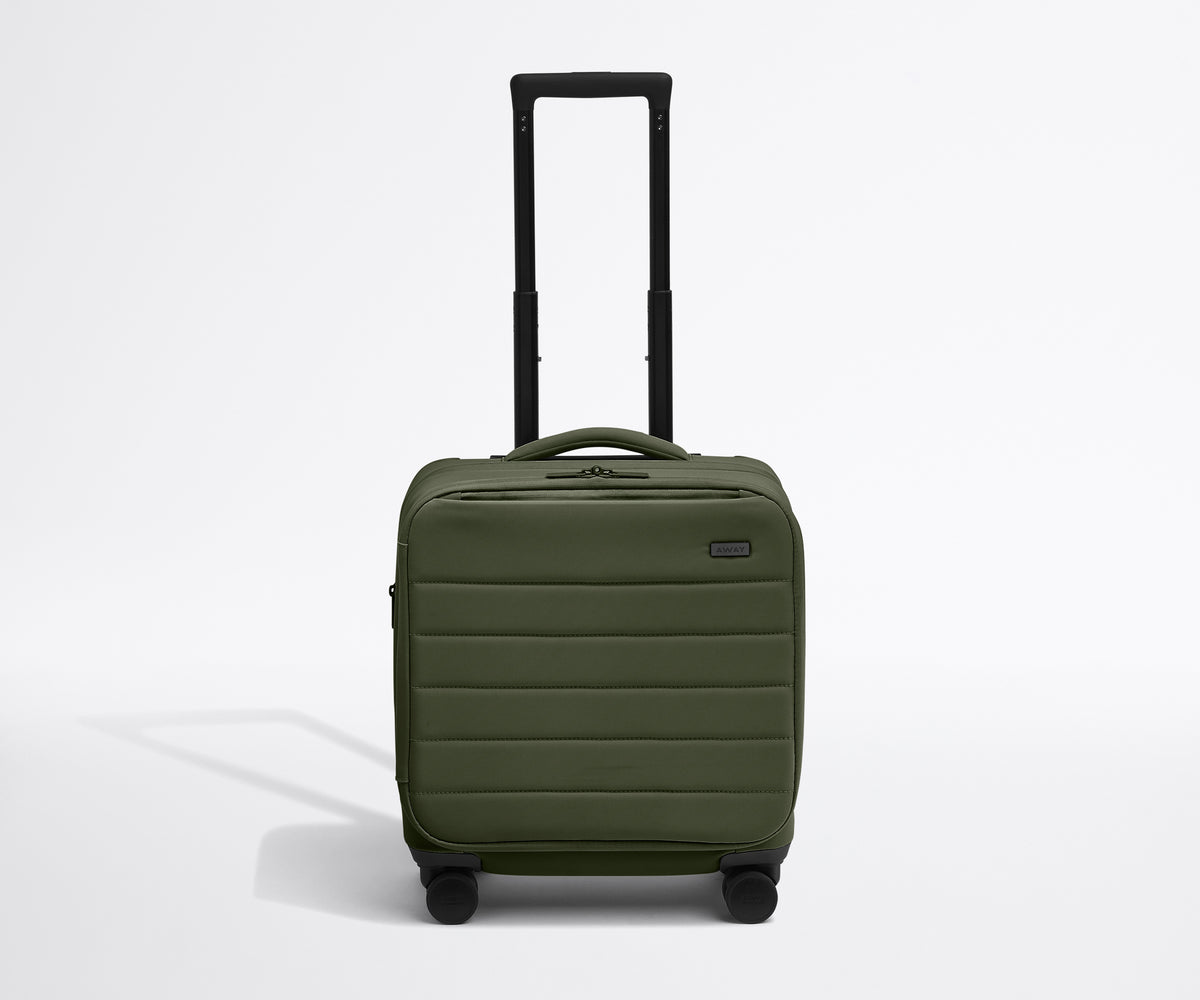 away-softside-compact-carry-on-in-olive-green-durable-nylon-laptop-compartment-p image 1