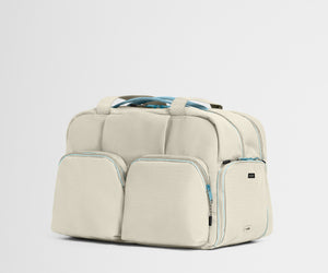 away-gym-bag-in-salt-white-performance-workout-duffle-with-shoe-garage image 2