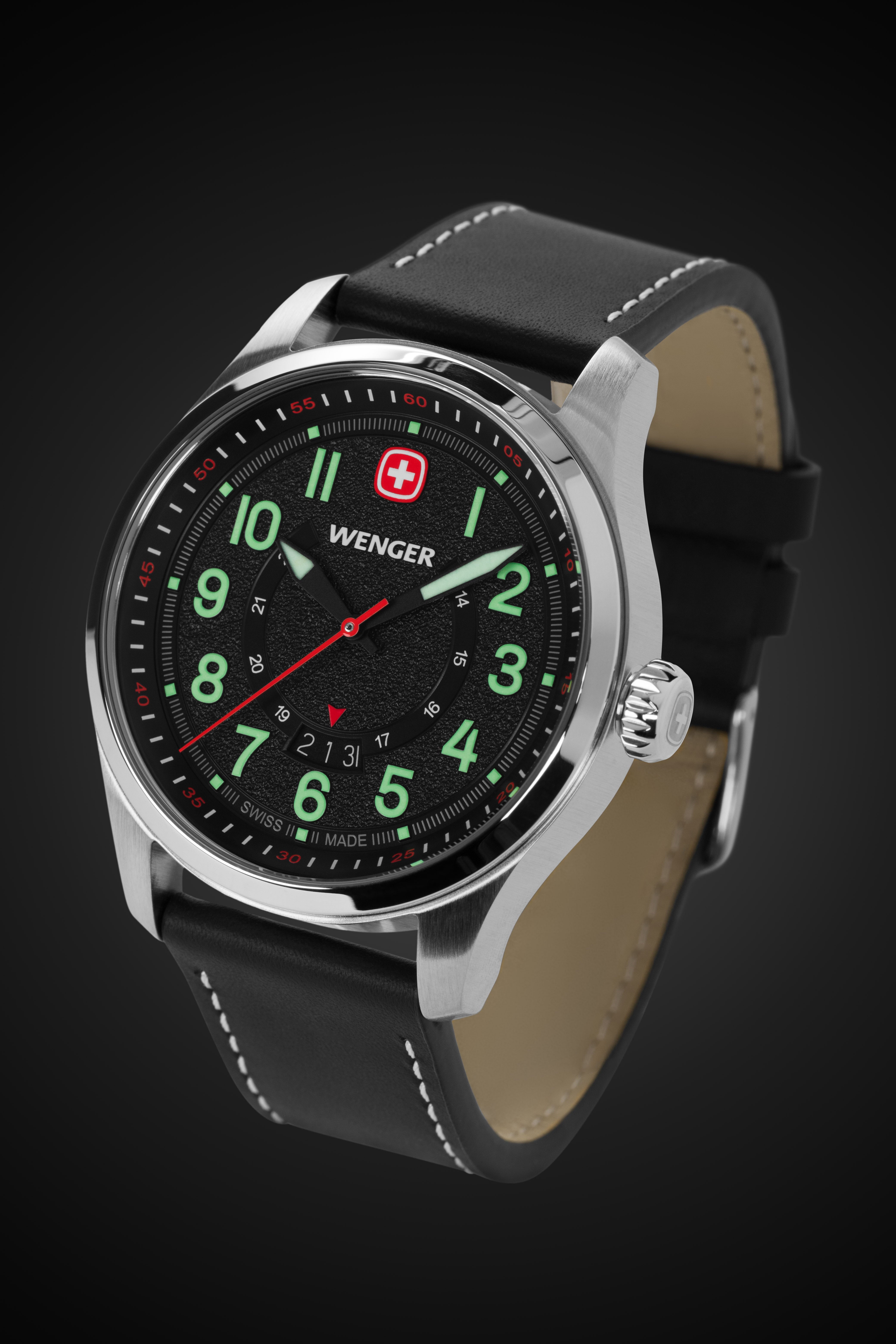 swissgear-wenger-terragraph-swiss-watch-stainless-steel-black-dial-black-leather image 2